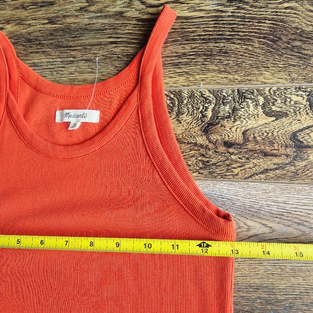 NWoT Madewell Supima Ribbed Knit Mini Tank Dress Stretchy Roasted Squash - Picture 13 of 14